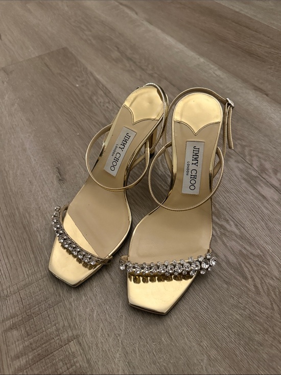 Jimmy Choo Shoes - Jimmy Choo Gold Jeweled Strappy High Heels